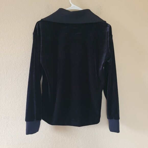 Spanx Velvet Half Zip Pullover Top Size Small Black Lounge Sweatshirt Casual - Picture 7 of 7